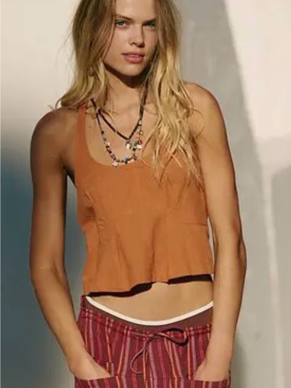 Free People Rust Scoop Neck Cropped Tank NWT sz small
